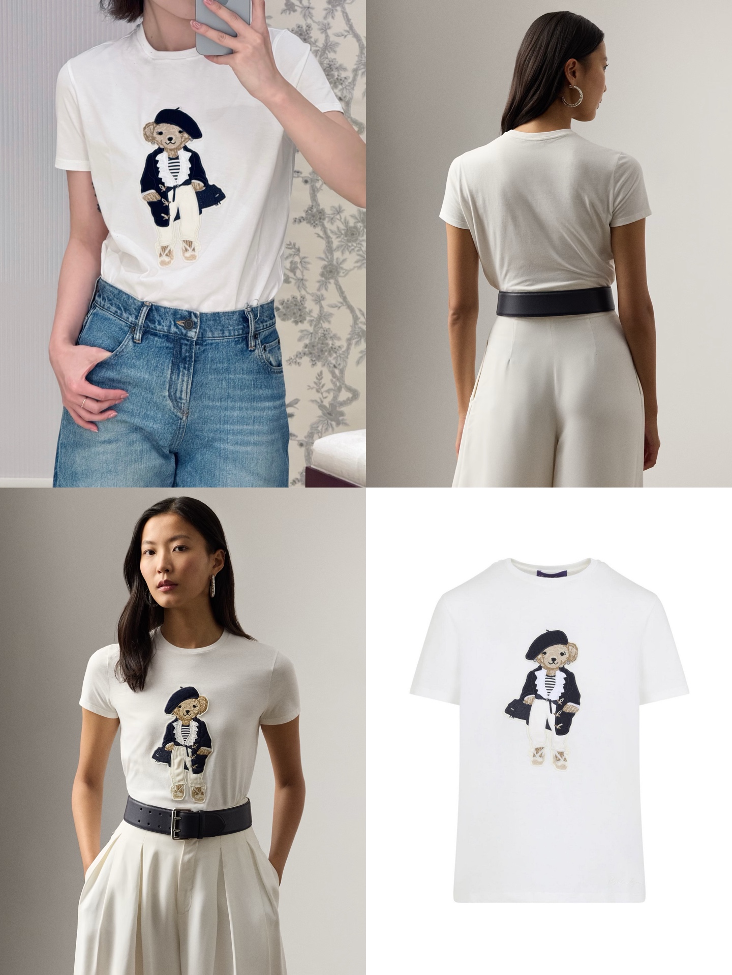 폴로 랄프 로렌 폴로 베어 자수 코튼 저지 크루넥 티셔츠