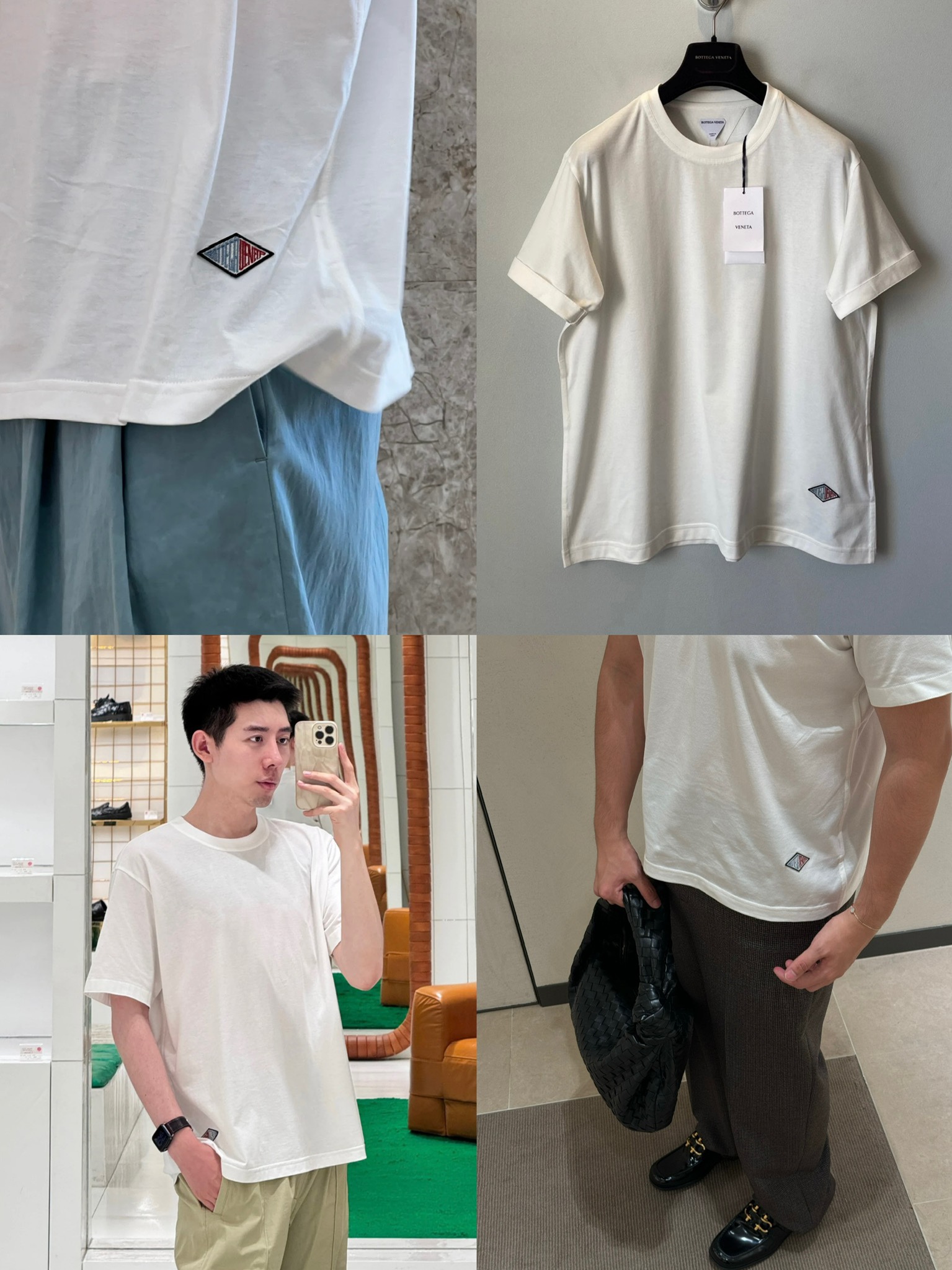 보테가 베네타 다이아몬드 로고 패치 반소매 티셔츠