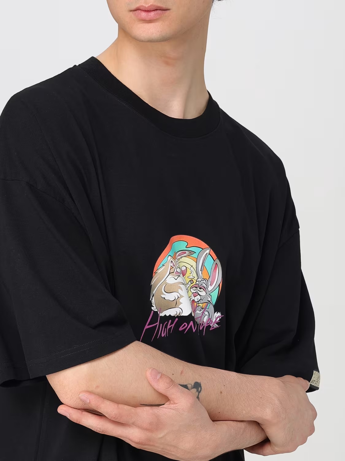로에베 로에베 x 수나 후지타 토끼 그래픽 오버사이즈 반팔 티셔츠