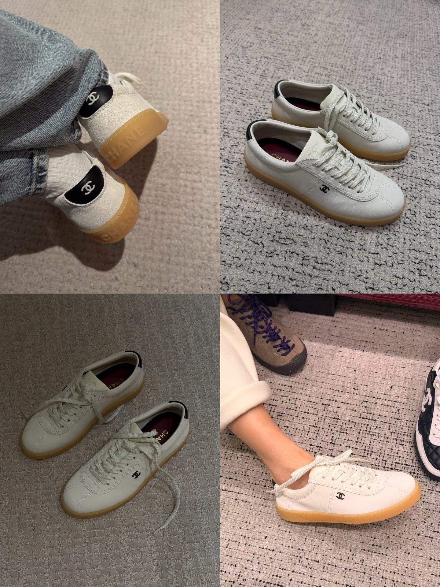 샤넬 CC 로고 로우탑 레더 스니커즈