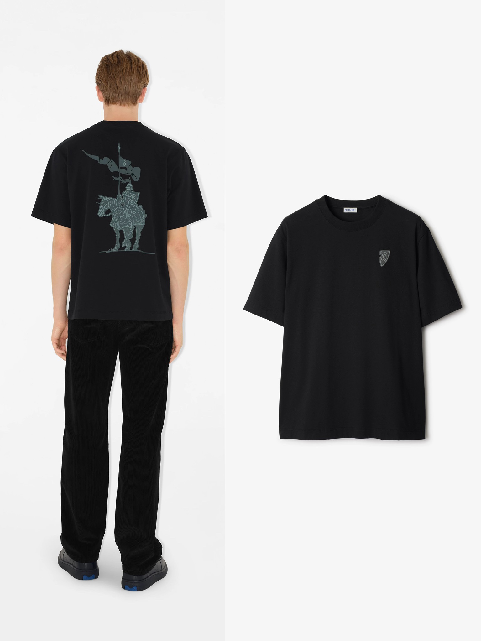 버버리 EKD(Equestrian Knight Design) 기사 그래픽 코튼 반소매 티셔츠