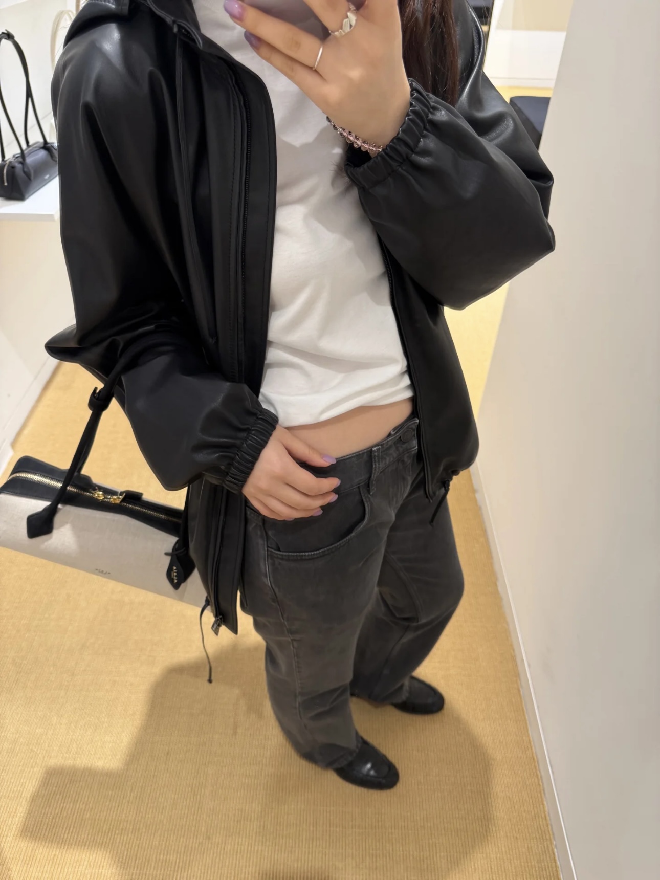 보테가 베네타 후드 나파 레더 집업 재킷