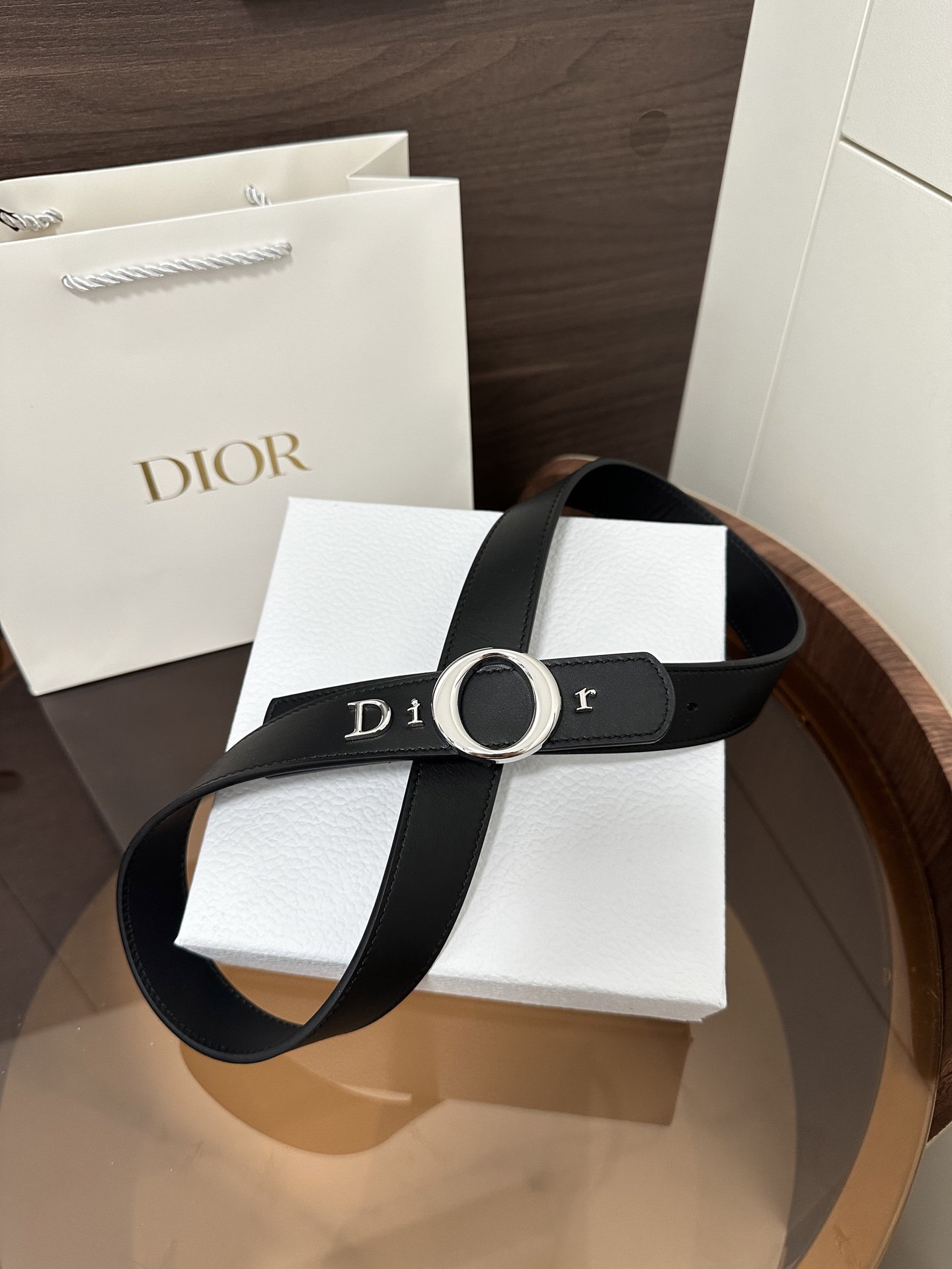 디올 Dior 레터 버클 30mm 가죽 벨트