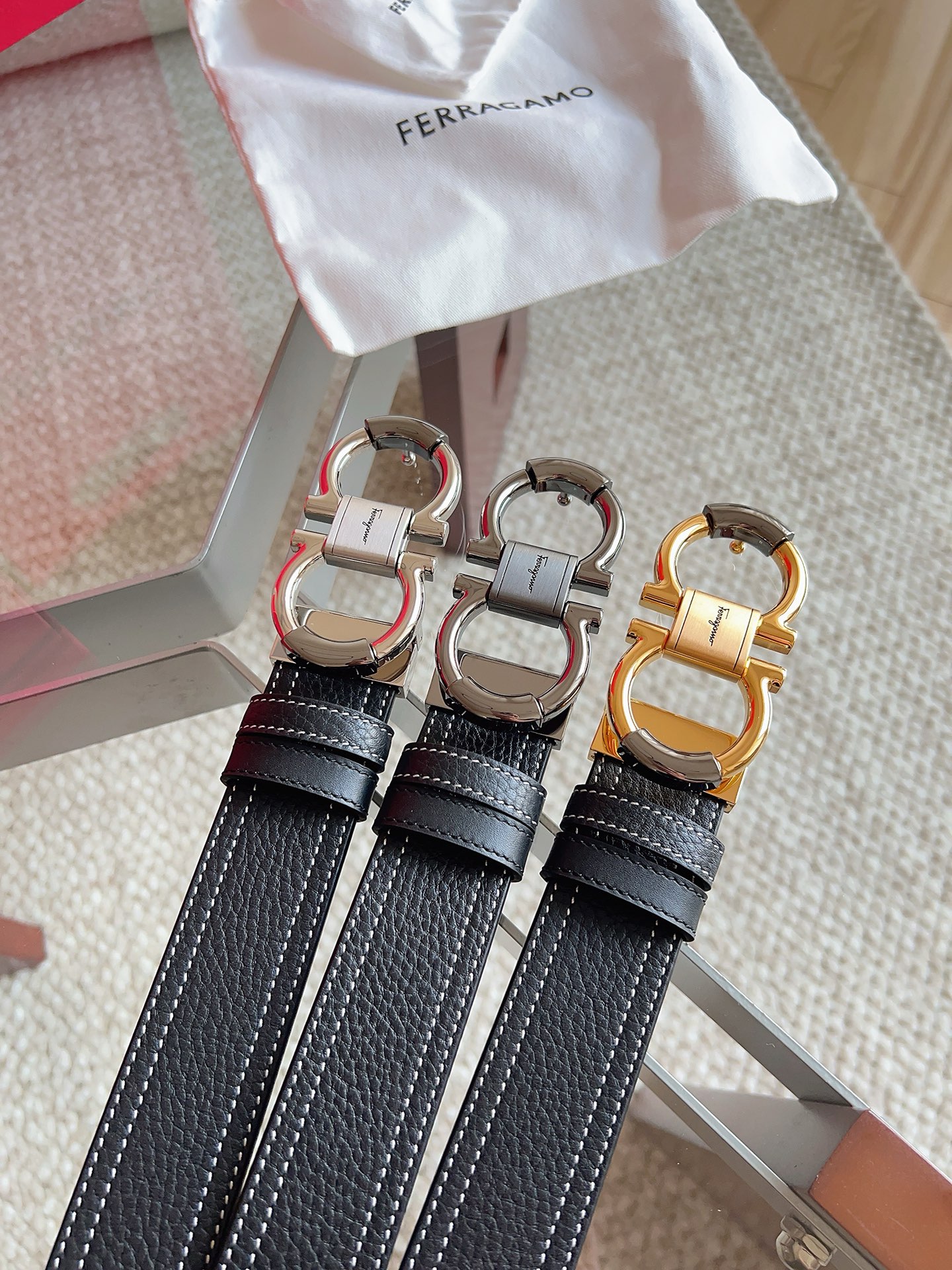 살바토레 페라가모 더블 간치니 리버서블 가죽 벨트