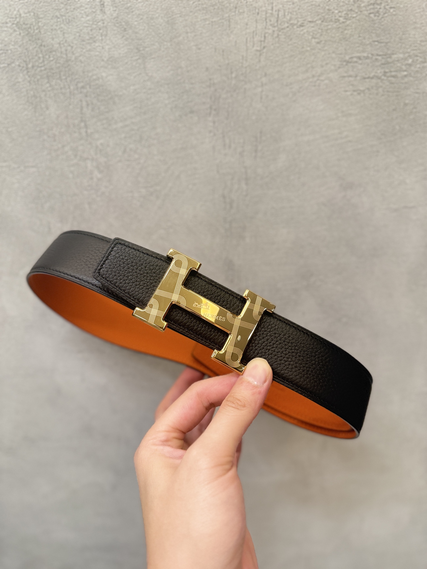 에르메스 콘스탄스 H 버클 양면 가죽 벨트 38mm