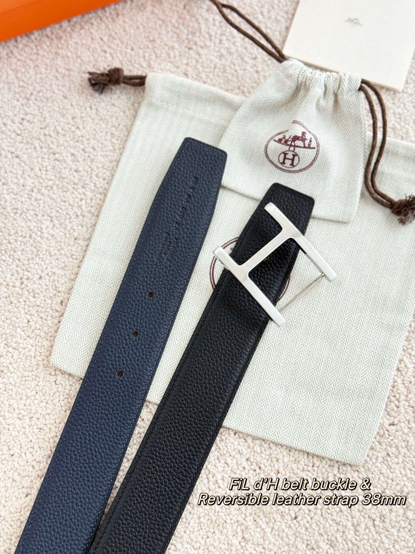 에르메스 피델 아쉬(Fil d’H) 리버서블 38mm 벨트