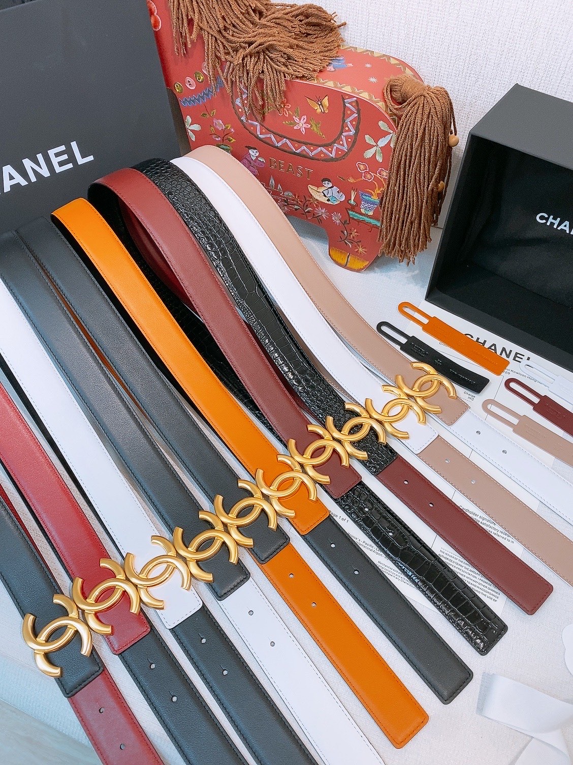 샤넬 CC 로고 체인 링크 버클 와이드 벨트