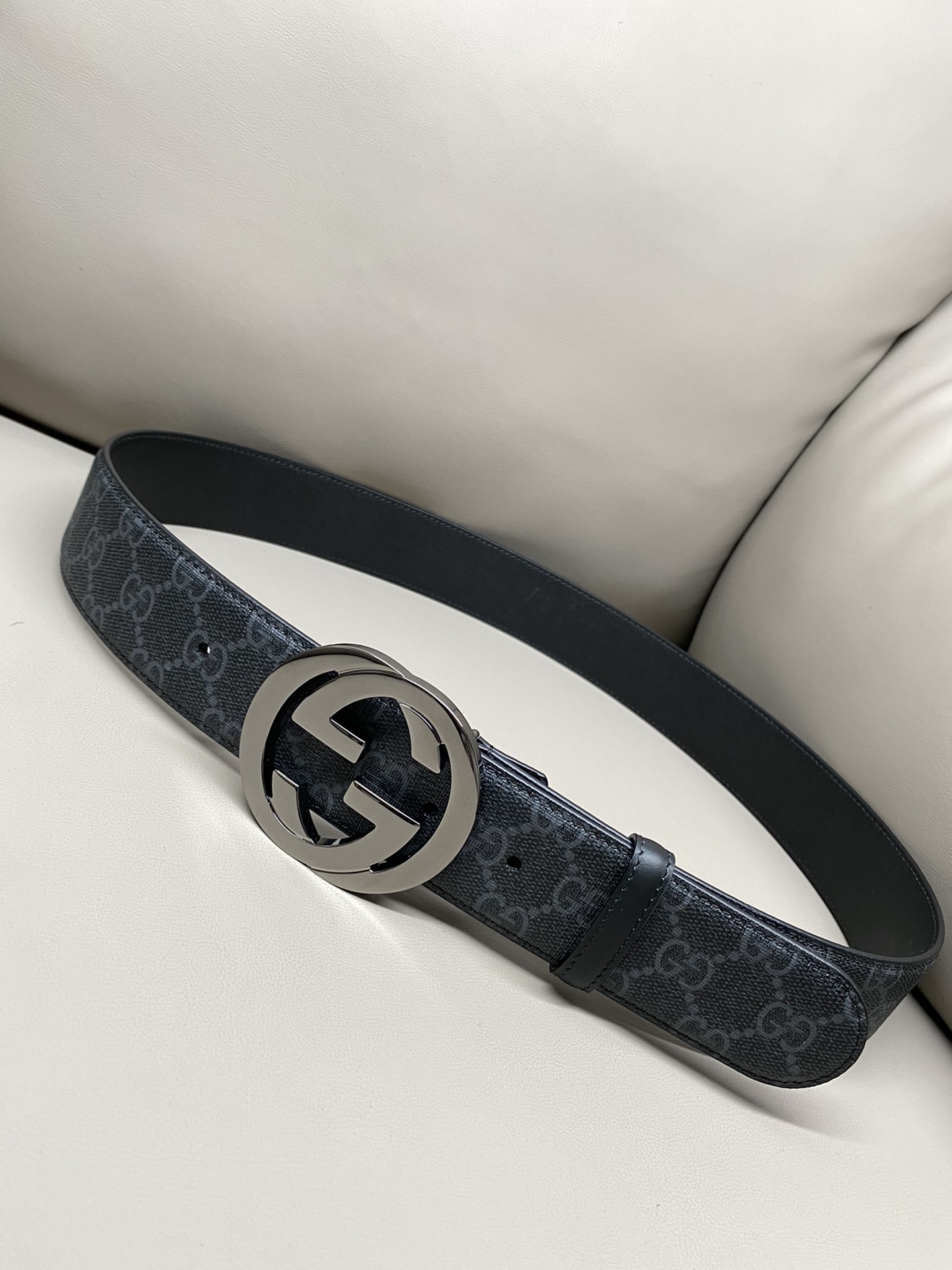 구찌 인터로킹 G GG 수프림 캔버스 벨트 40mm