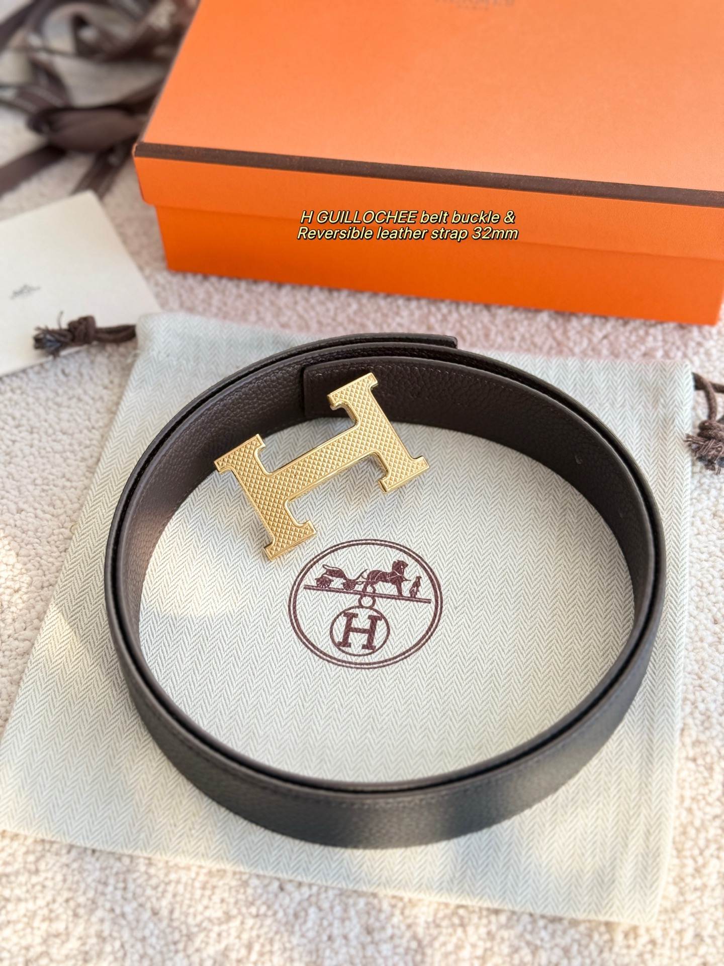 에르메스 기요셰 H 리버서블 벨트 32mm