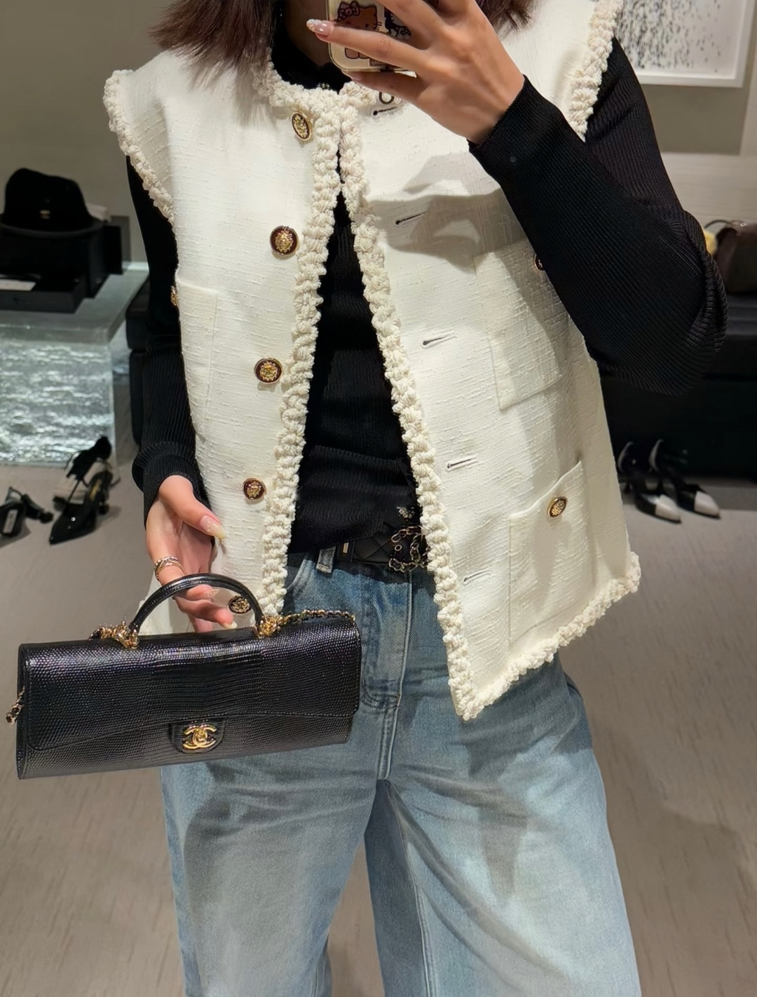샤넬 빈티지 CC 턴락 탑핸들 플랩백