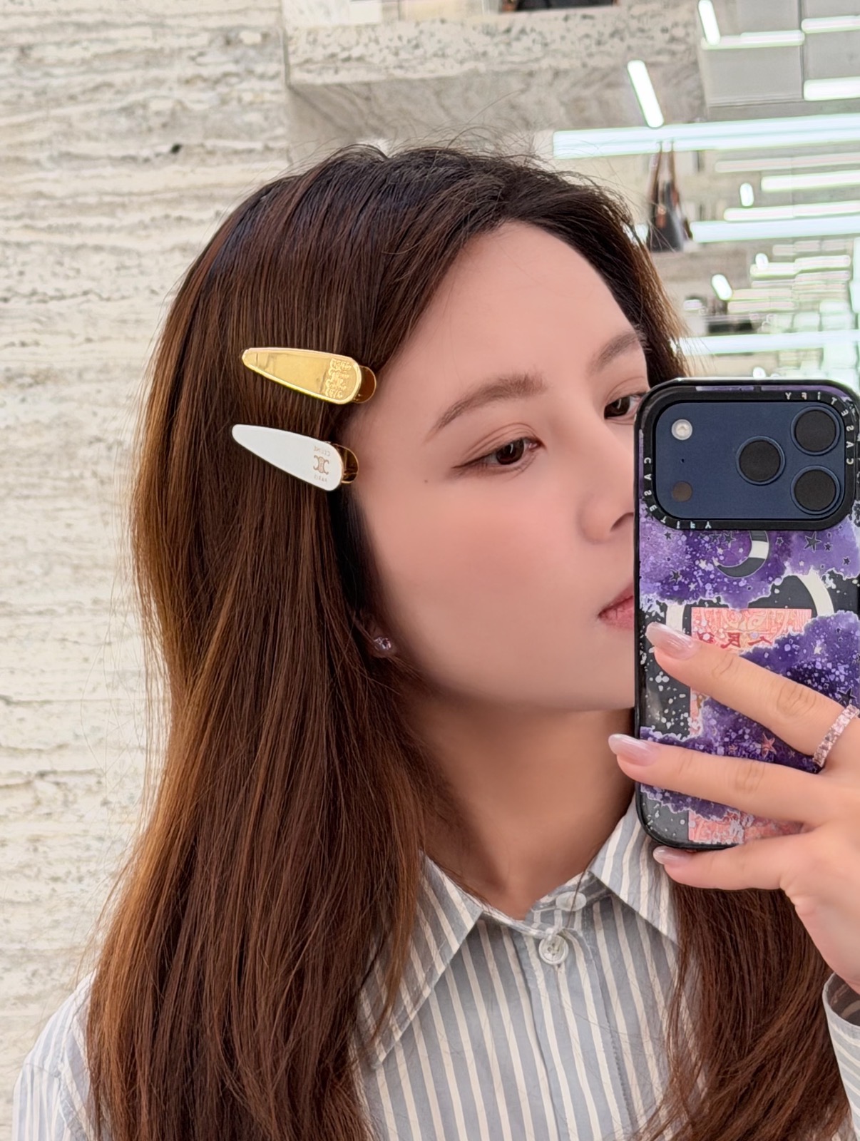 셀린느 트리옹프 로고 메탈 헤어 클립 세트