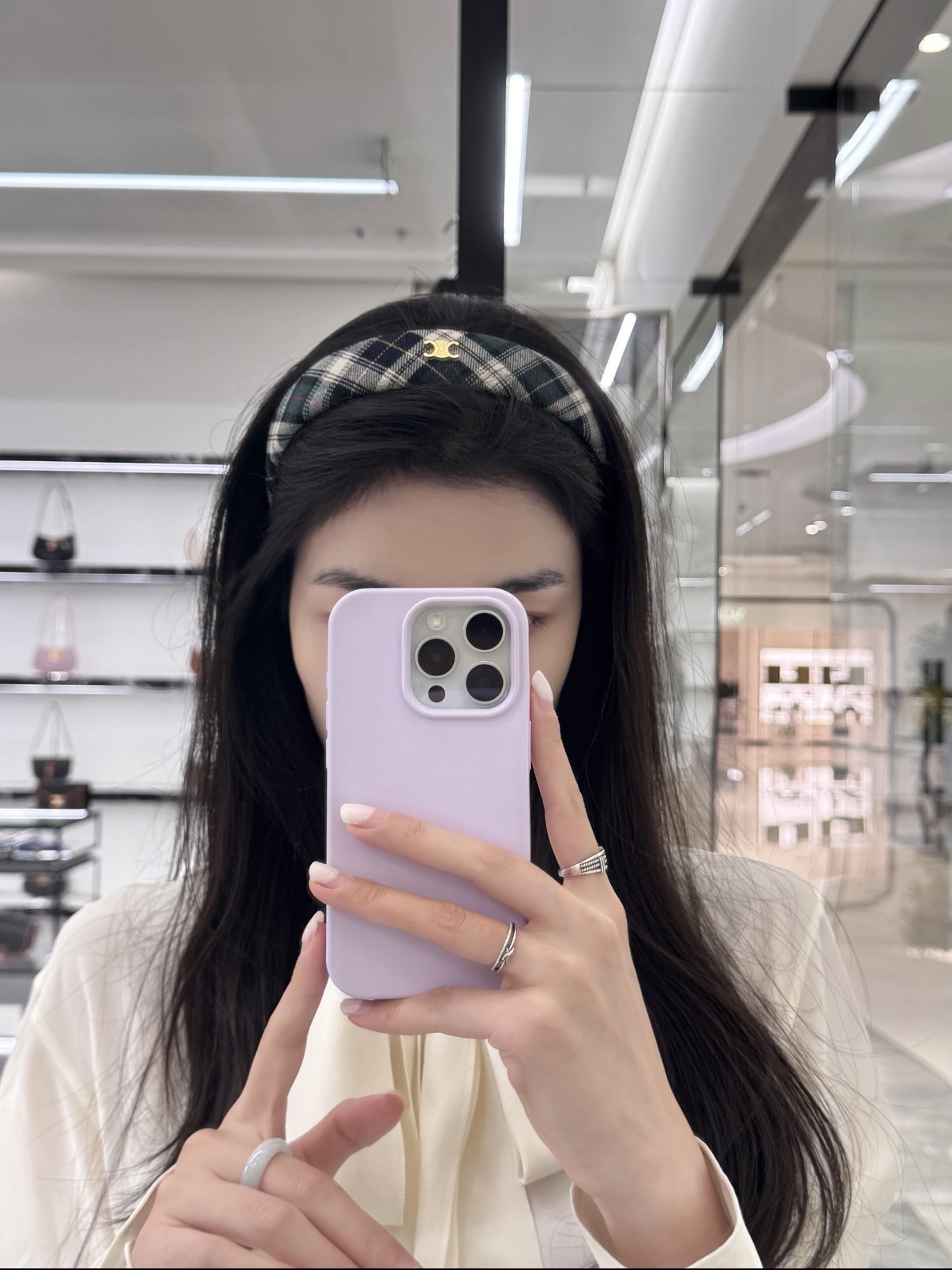 셀린느 트리옹프 로고 플래드 패딩 헤드밴드