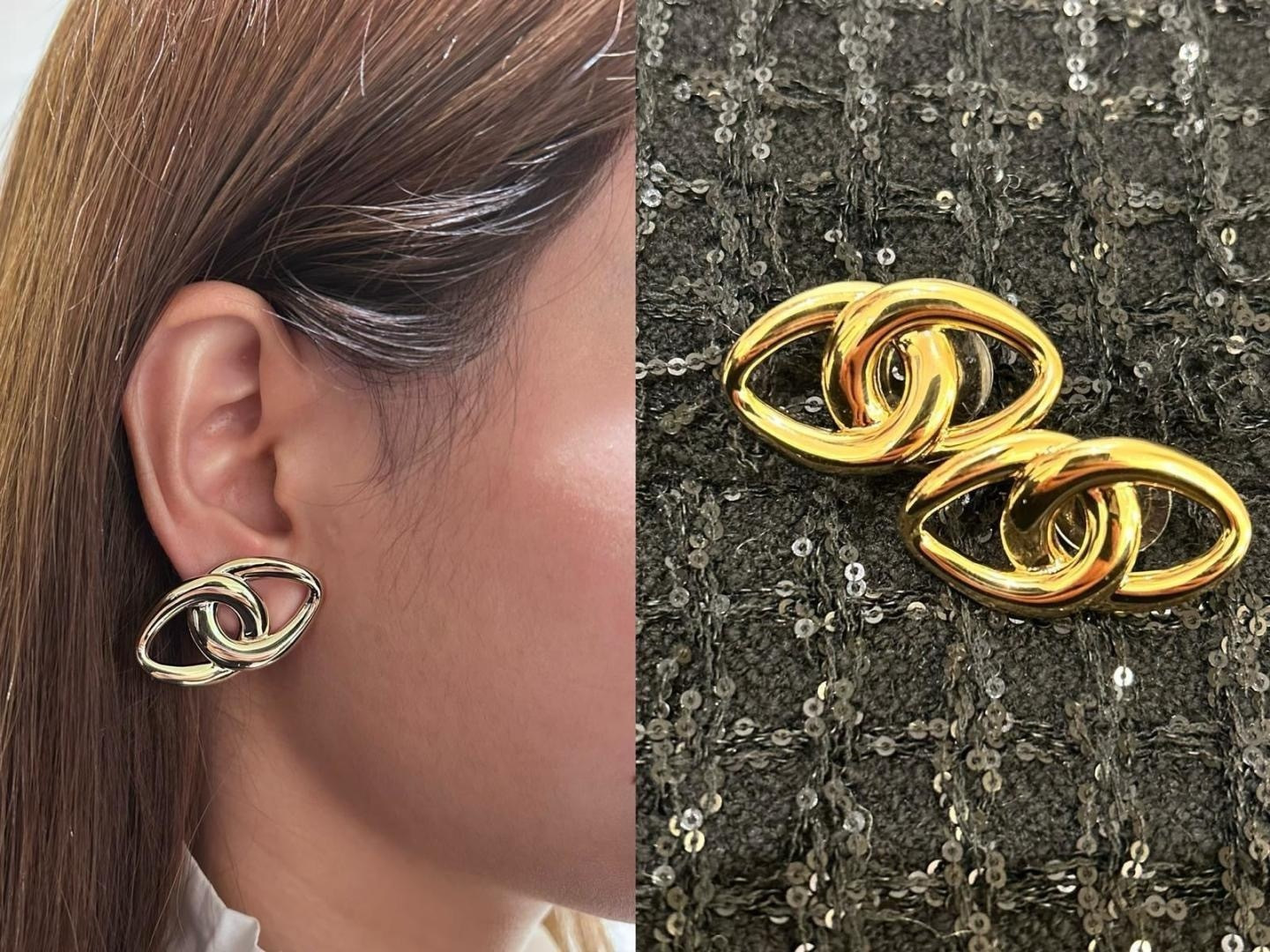 샤넬 인터로킹 CC 로고 스터드 이어링