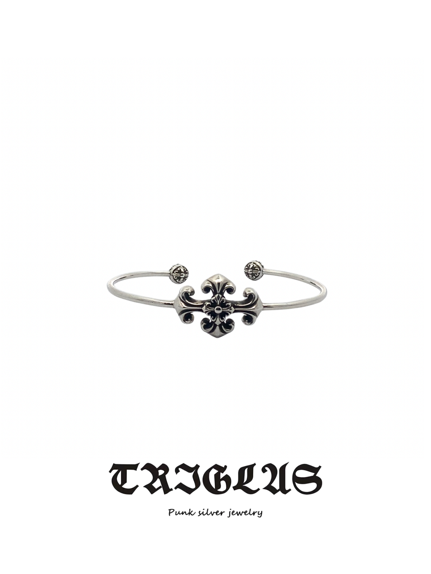 트리글러스(TRIGLUS) 더블 크로스 플로럴 오픈 커프 브레이슬릿