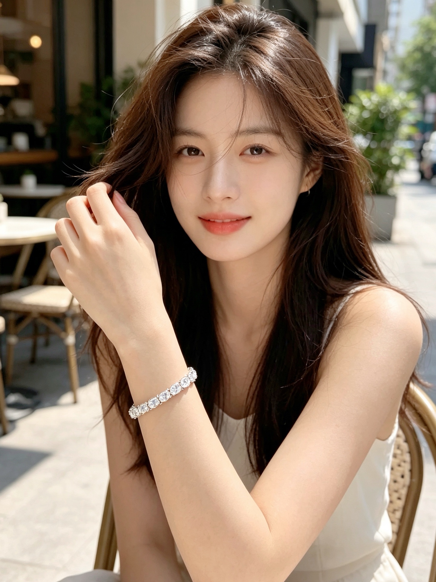 노브랜드 오벌 큐빅 테니스 브레이슬릿