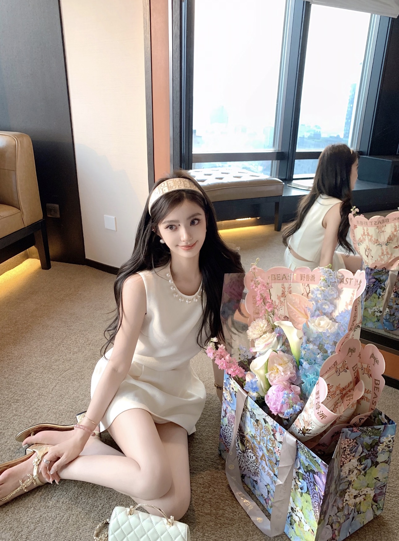 디올 오블리크 자카드 패디드 헤드밴드