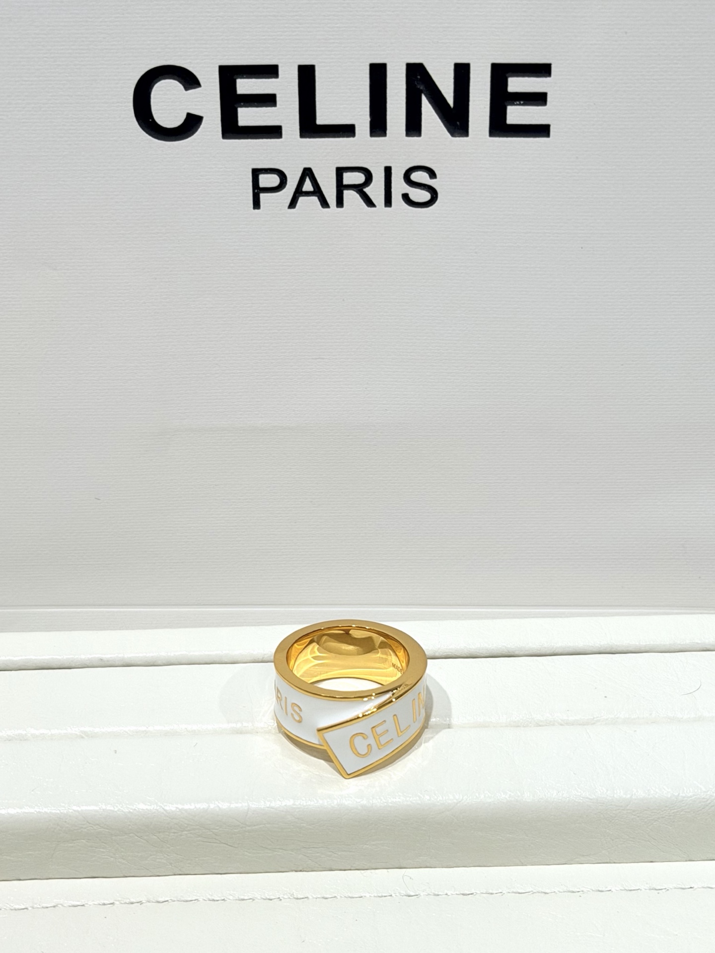 셀린느 CELINE PARIS 로고 리본 랩 와이드 링