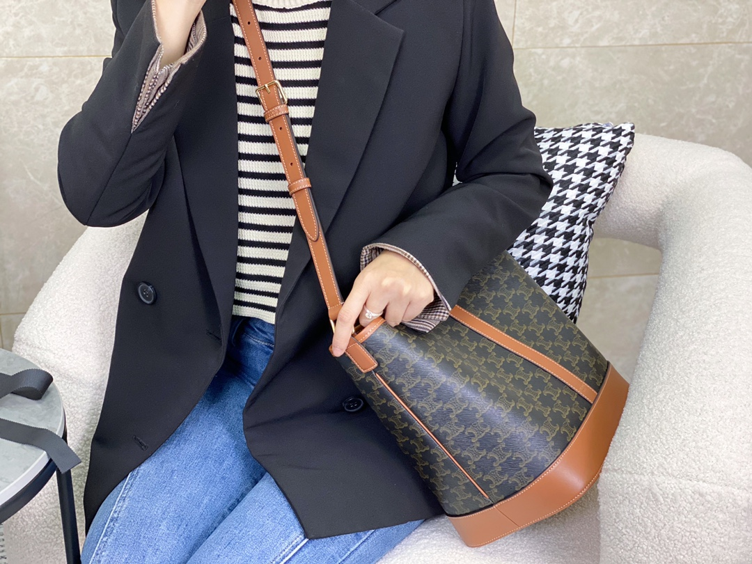 셀린느 트리옹프 캔버스 버킷백
