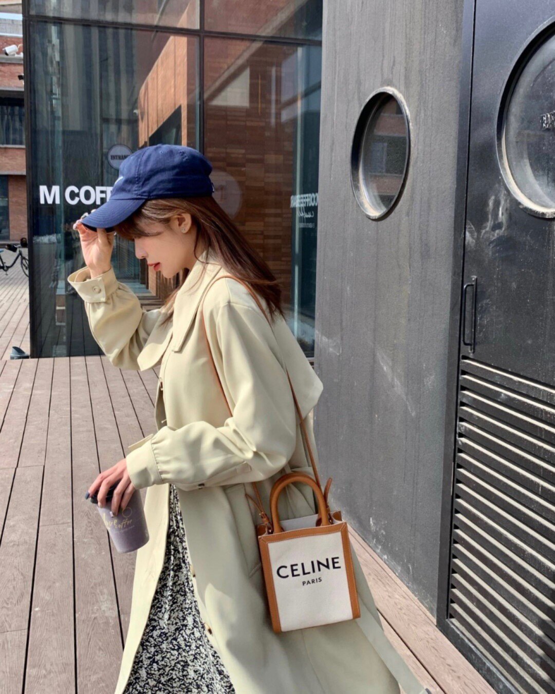 셀린느 미니 버티컬 카바스 CELINE 프린트 캔버스 토트백