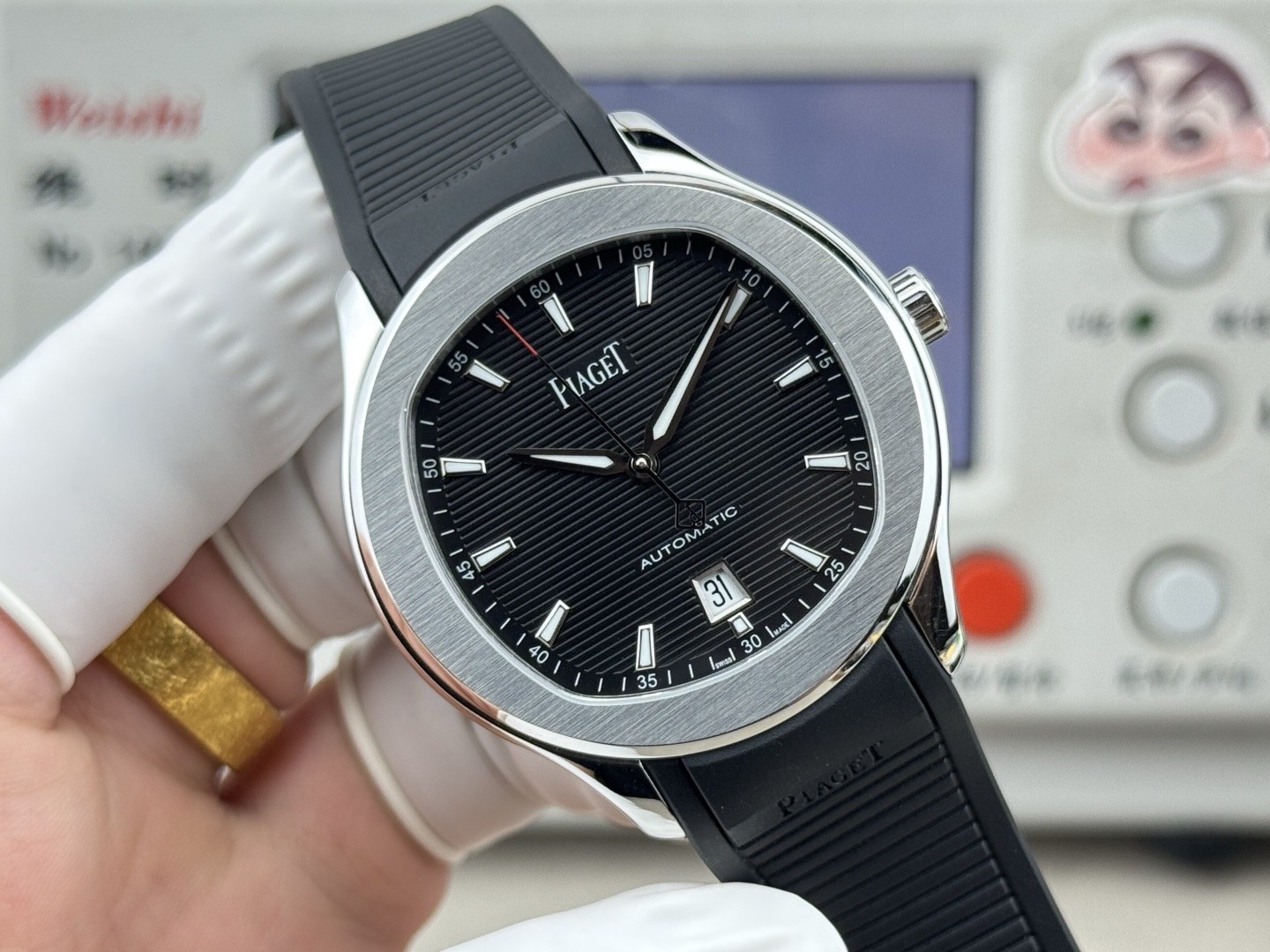 피아제 피아제 폴로 데이트 42mm 오토매틱 러버 스트랩