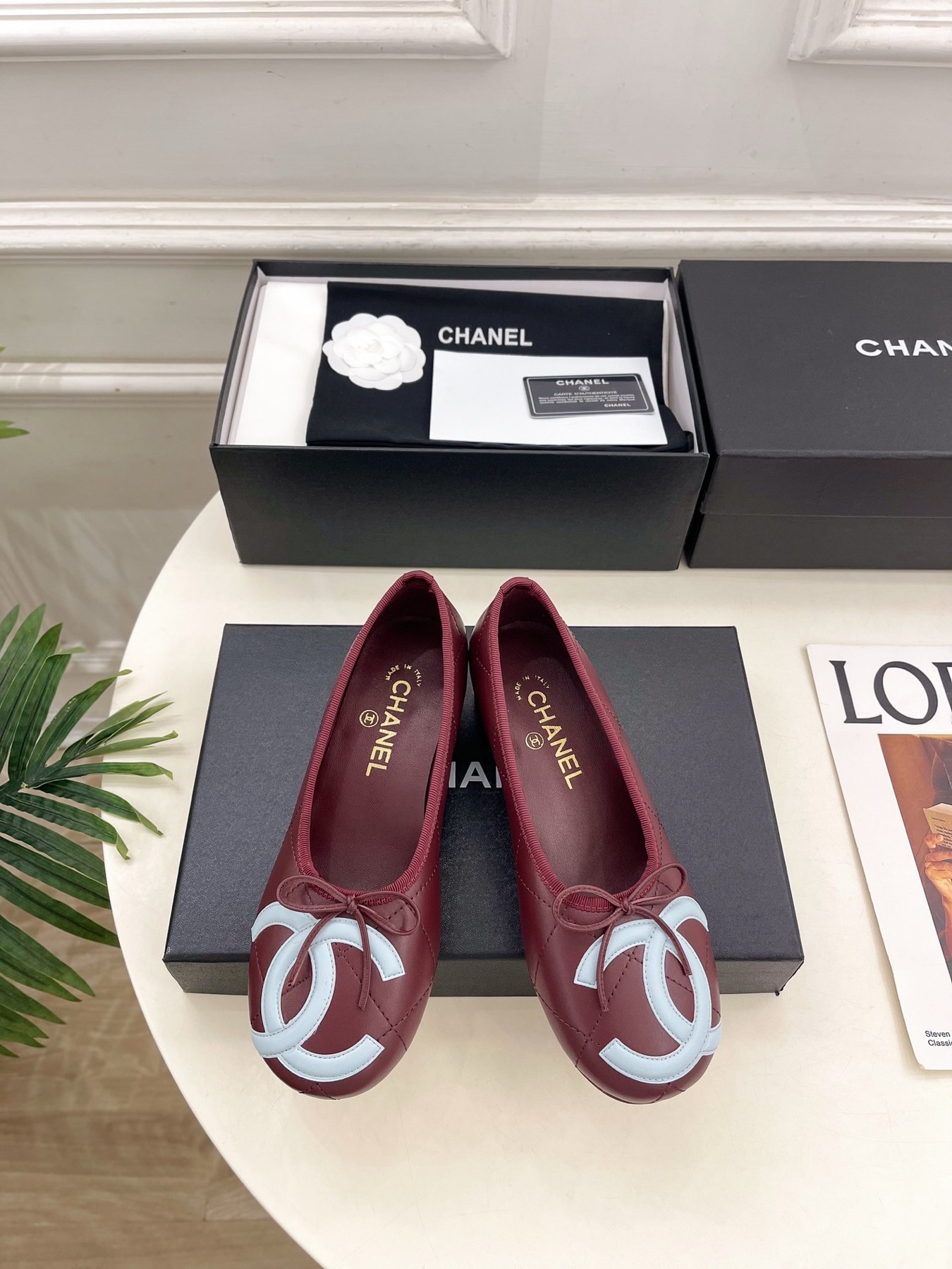 샤넬 CC 로고 퀼팅 리본 발레리나 플랫 슈즈