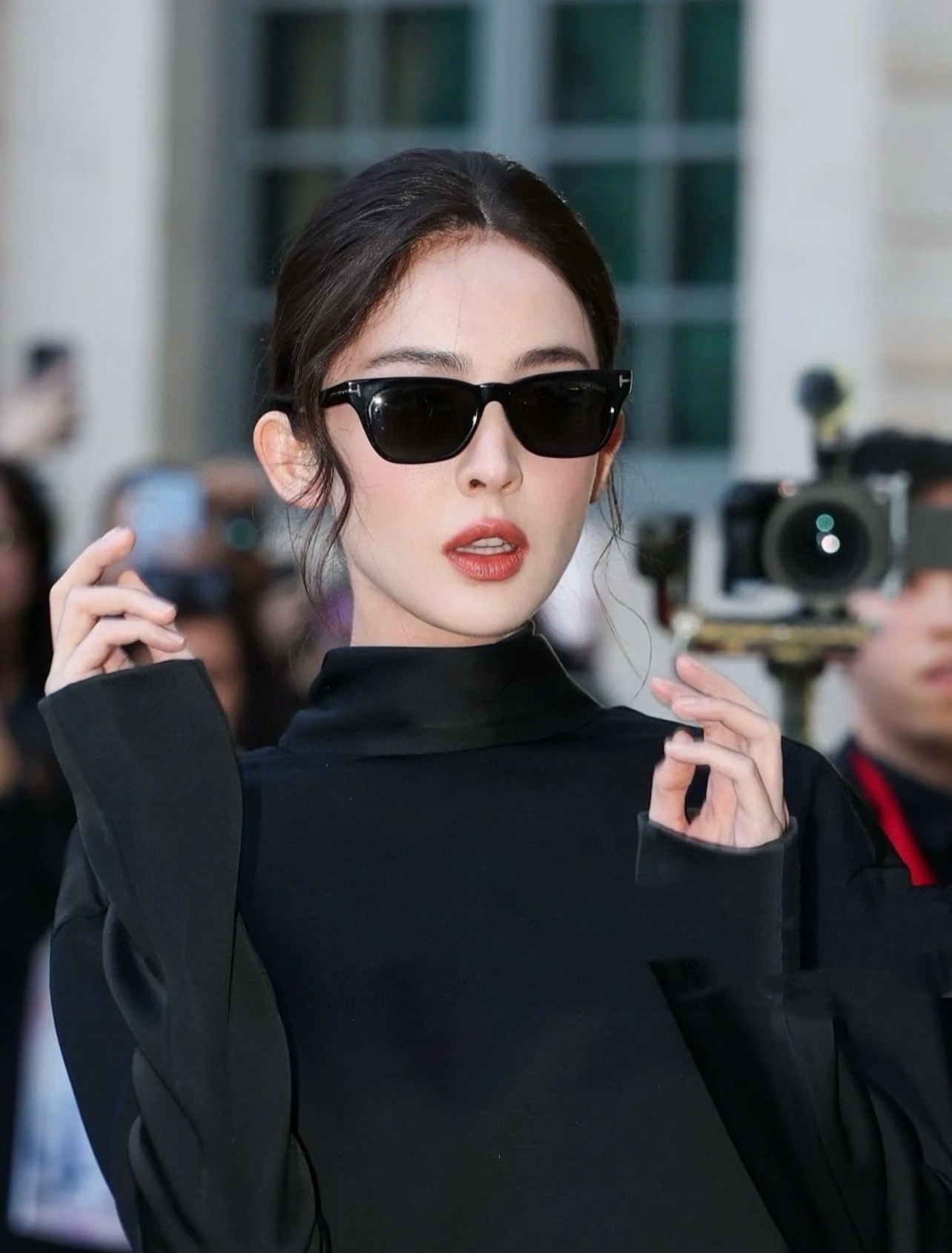 톰 포드 T 로고 스퀘어 캣아이 선글라스