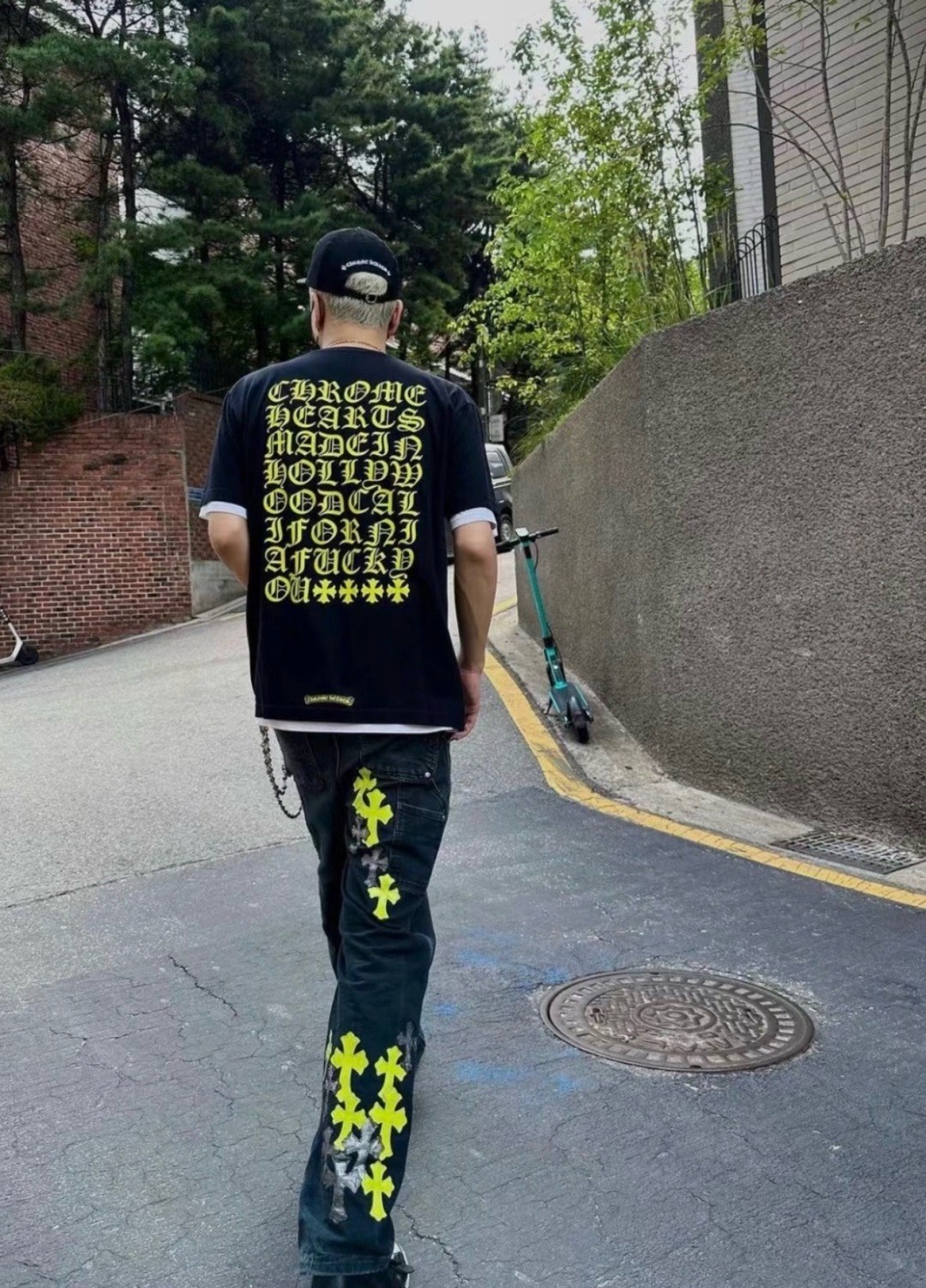 크롬하츠 메이드 인 할리우드 고딕 로고 반팔 티셔츠