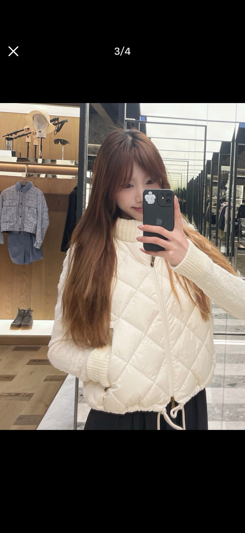 디올 마크로 까나쥬 퀼팅 니트 슬리브 패딩 재킷