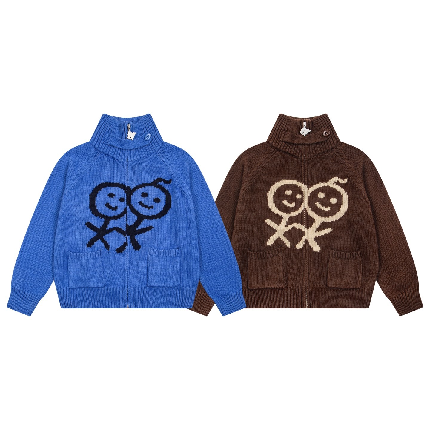 베이프 키즈(BAPE KIDS) 베이비 마일로 더블 캐릭터 인타르시아 니트 집업 가디건