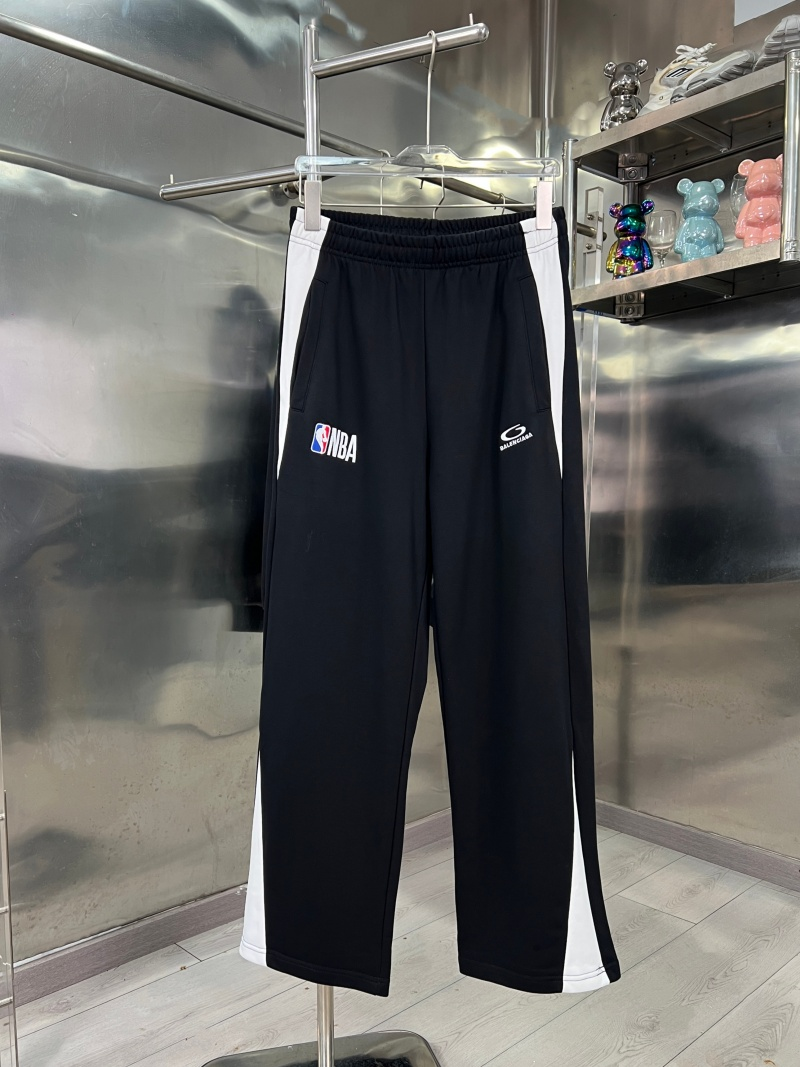 발렌시아가 NBA 협업 사이드 패널 와이드 스트레이트 트랙 팬츠