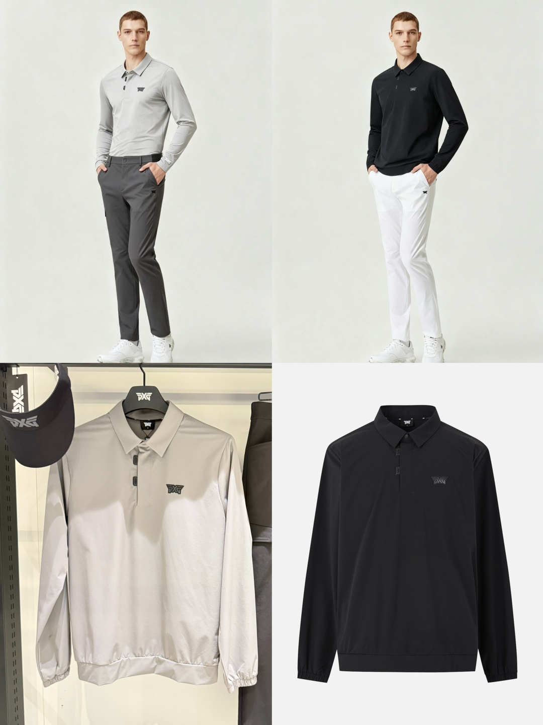 PXG 남성 로고 하프집업 긴팔 골프 폴로 셔츠