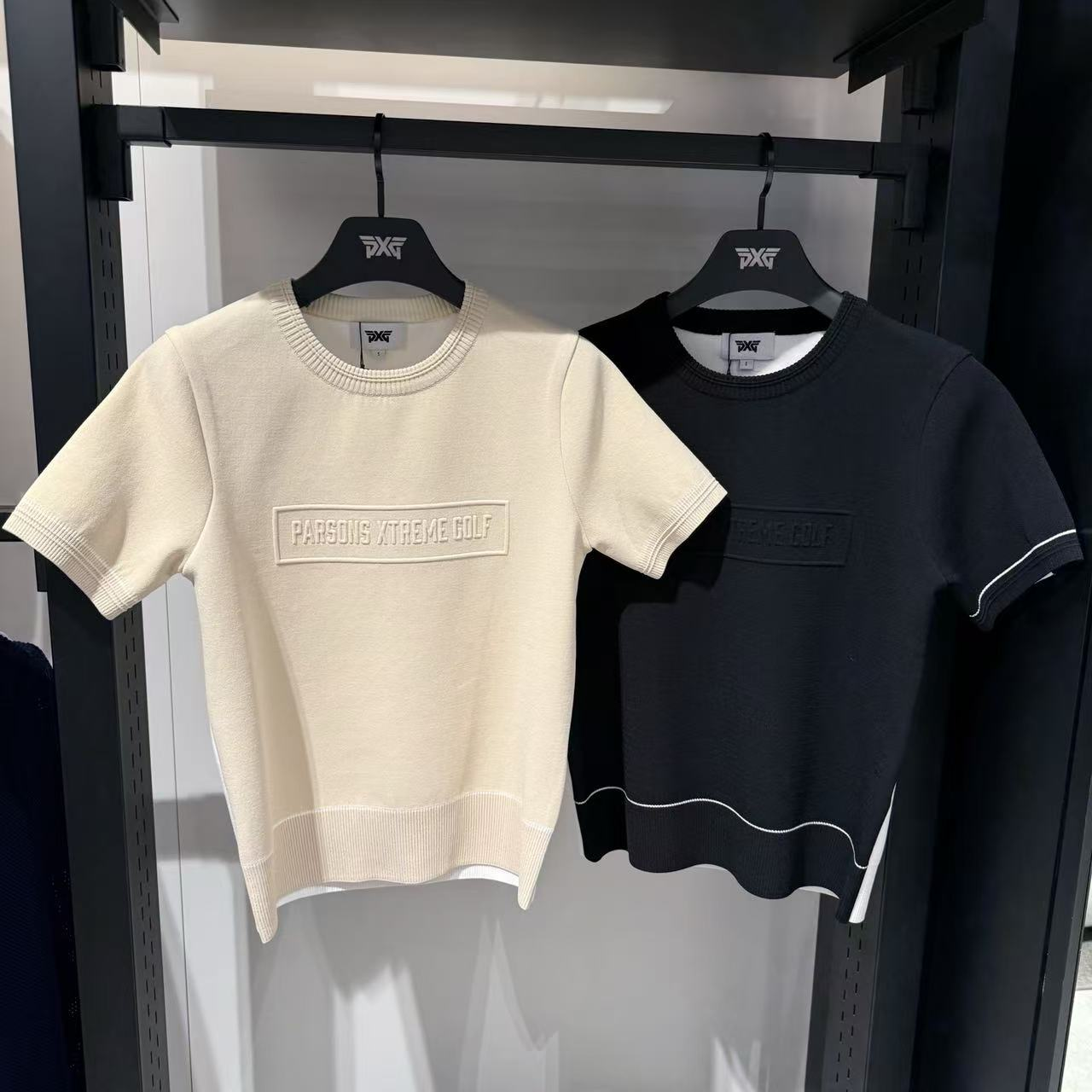 PXG PXG 로고 엠보싱 패치 반소매 크루넥 니트