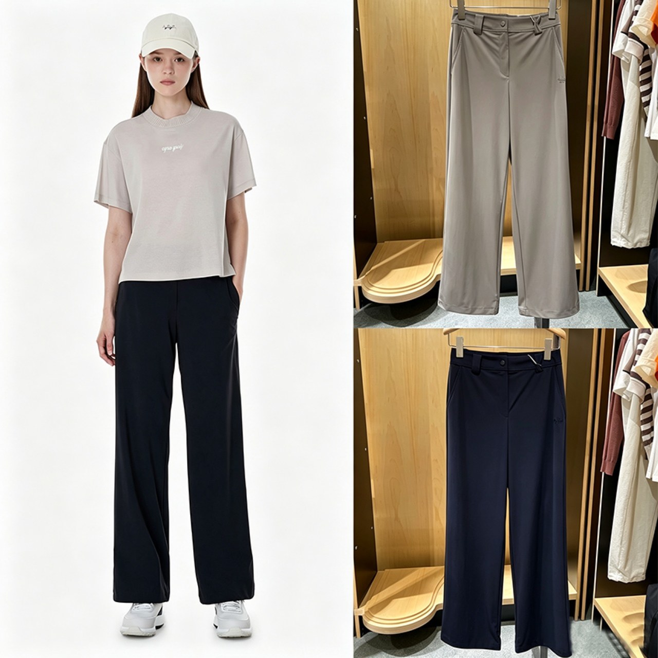 A.P.C. 골프 여성 사이드 포켓 스트레이트 와이드 골프 팬츠