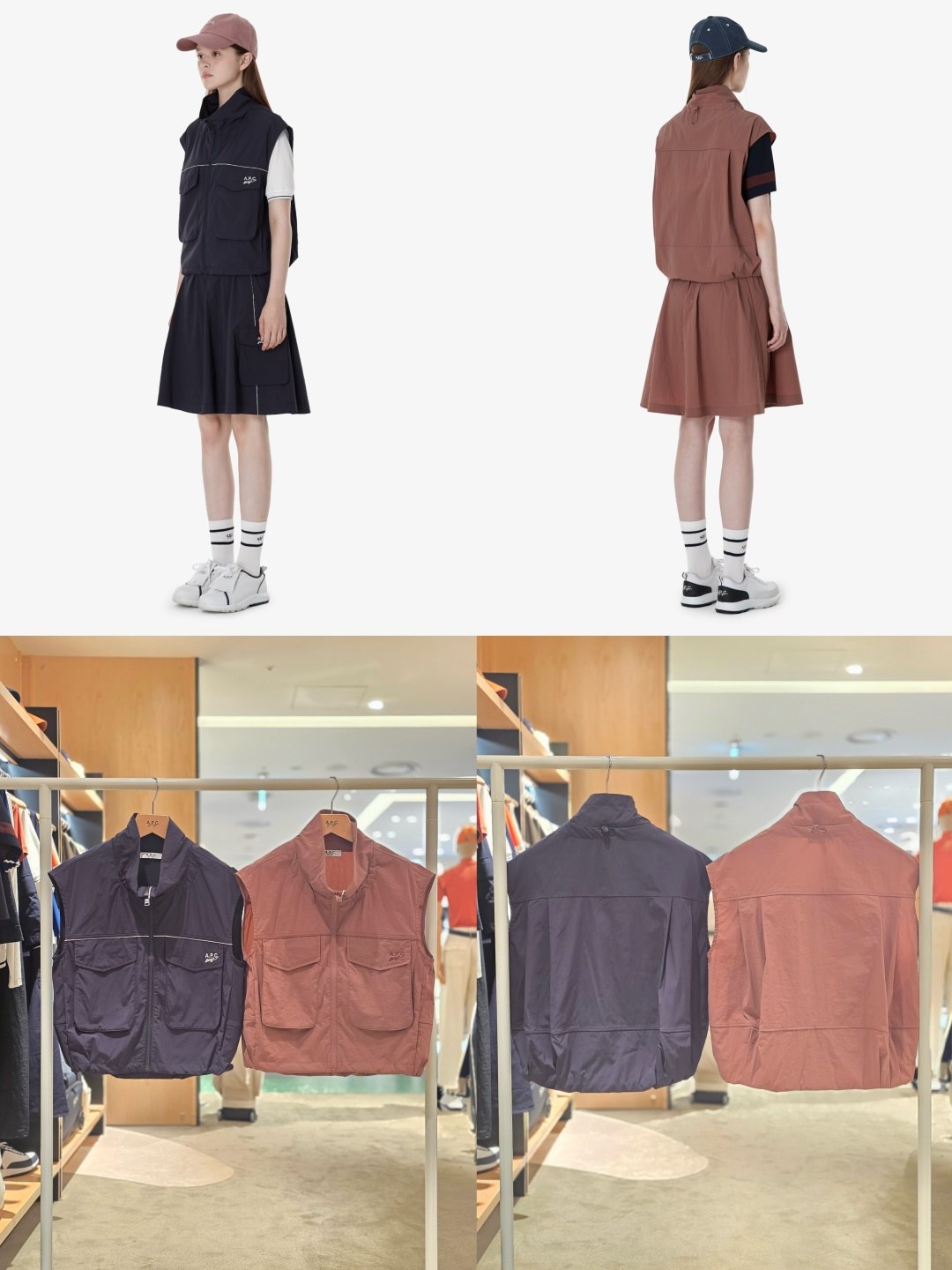 아페쎄 골프 A.P.C. GOLF 여성 집업 스탠드 칼라 멀티포켓 유틸리티 베스트