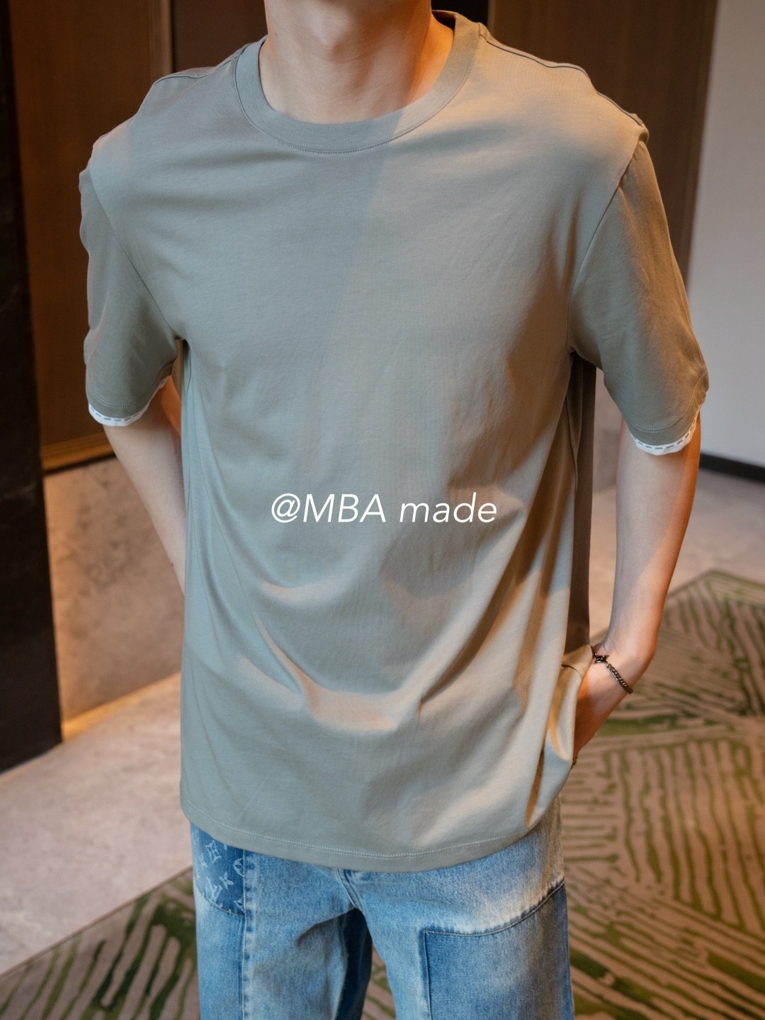 메종 마르지엘라 로고 테이프 커프스 반소매 티셔츠