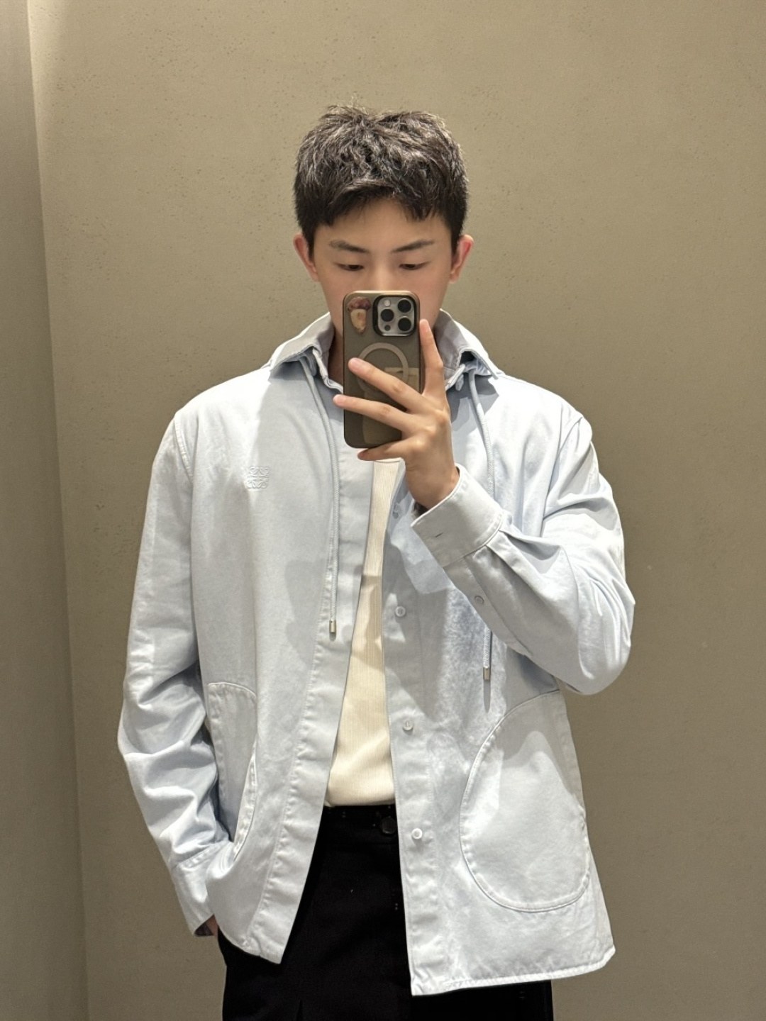 로에베 아나그램 자수 탈부착 디자인 셔츠 재킷