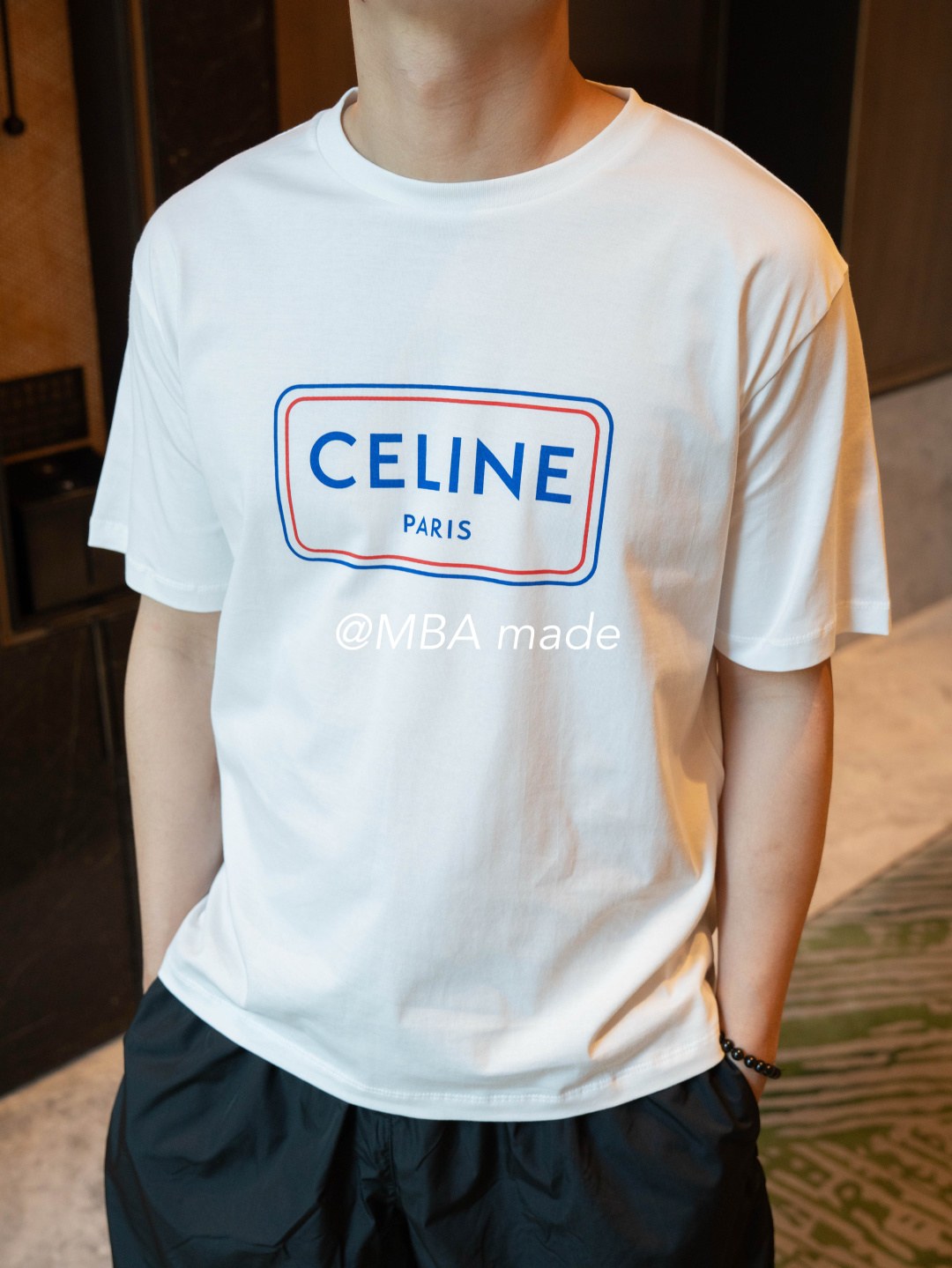 셀린느 CELINE PARIS 콘트라스트 로고 프린트 반팔 티셔츠