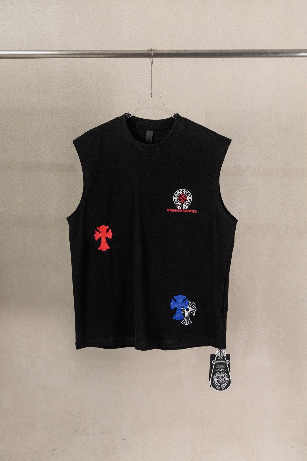 크롬하츠 멀티 컬러 크로스 패치 슬리브리스 탱크톱