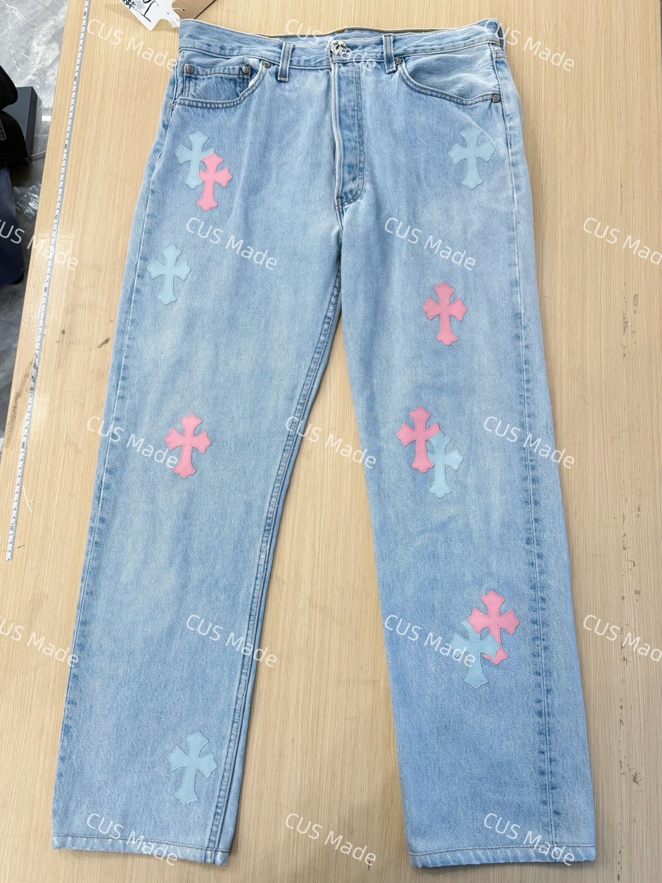 크롬하츠 크로스 패치 501 스트레이트 데님 진