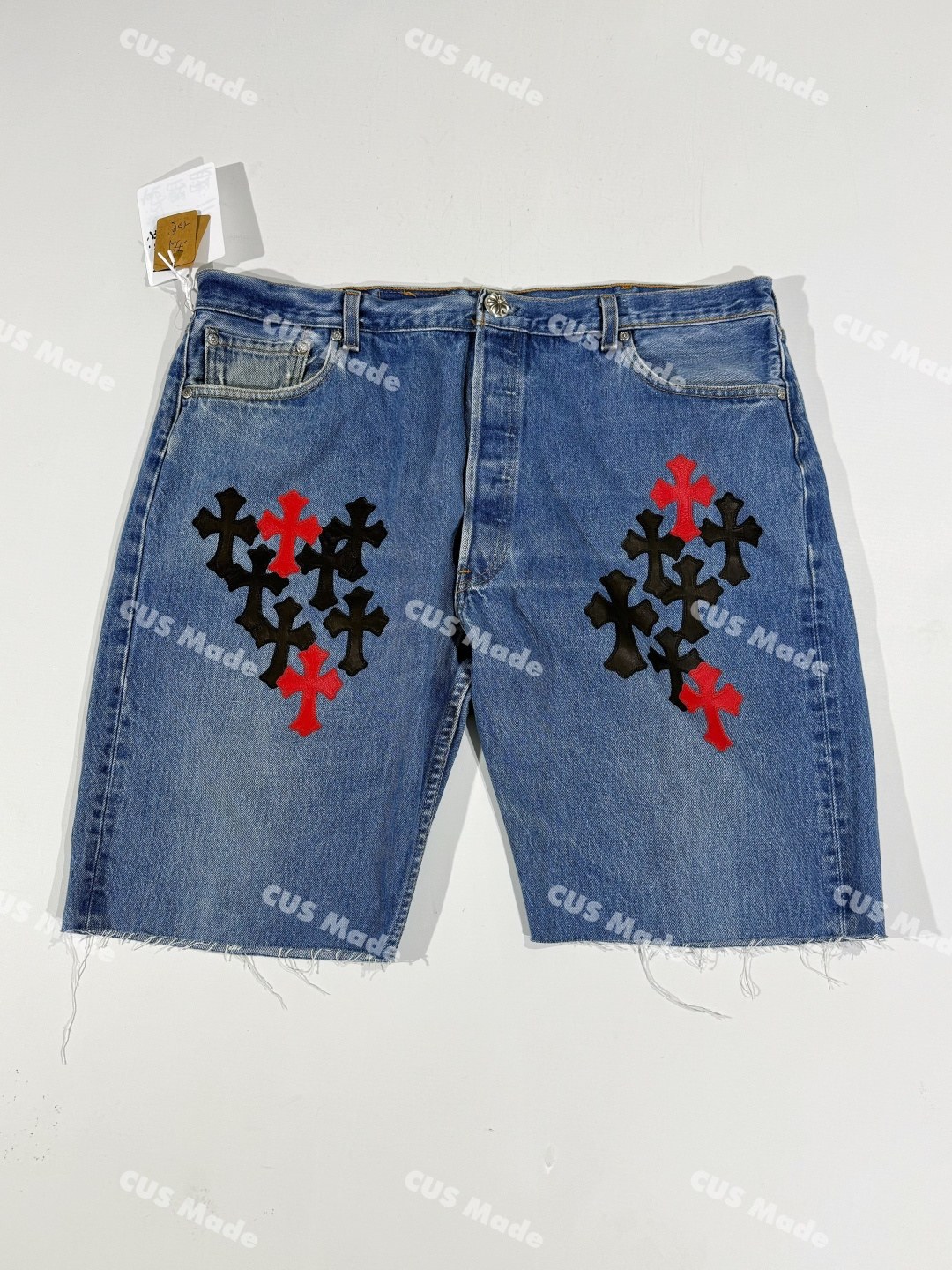 크롬하츠 CH 크로스 패치 데님 쇼츠