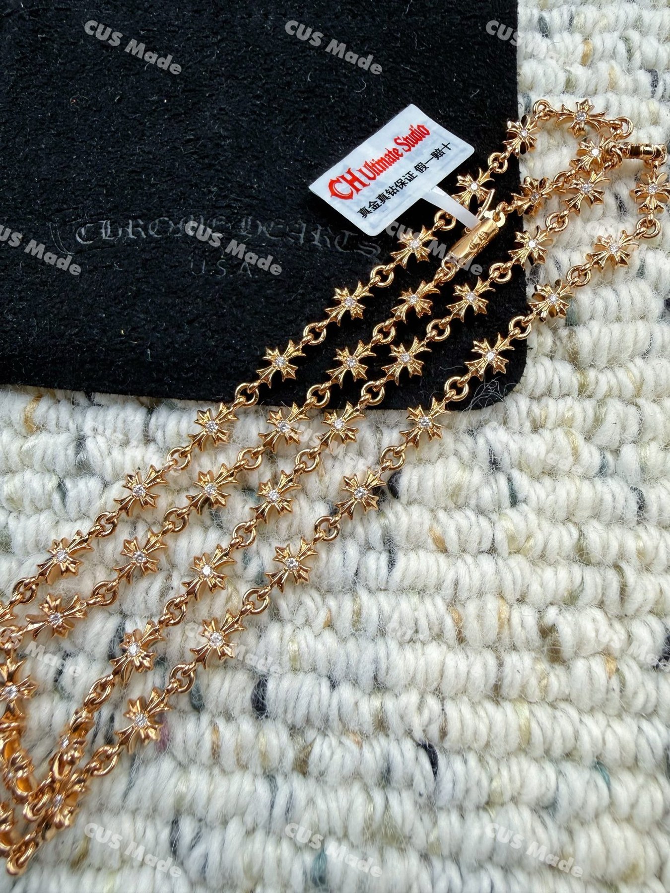 크롬하츠 22K 타이니 E CH 플러스 다이아몬드 체인 목걸이