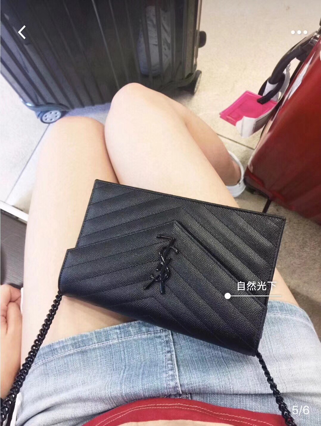 생 로랑 모노그램 체인 월렛 393953