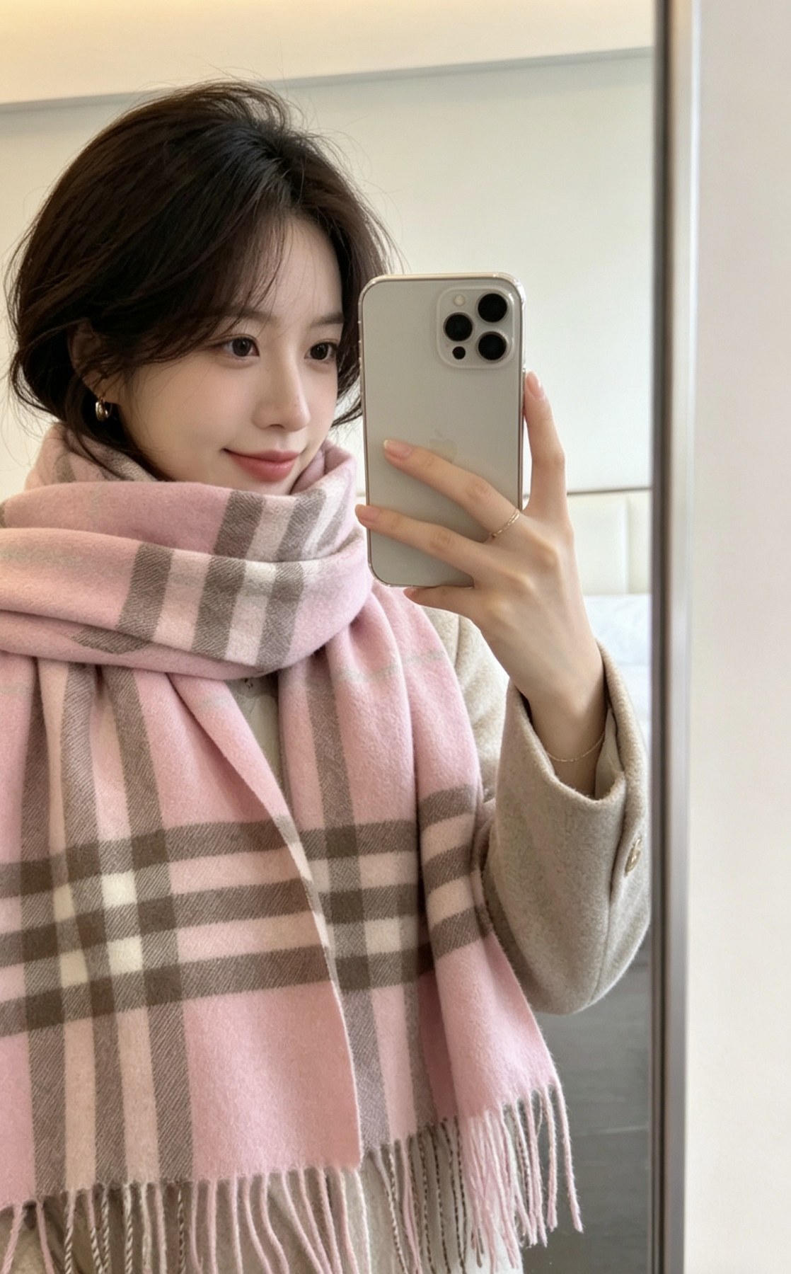 버버리 클래식 체크 프린지 캐시미어 머플러