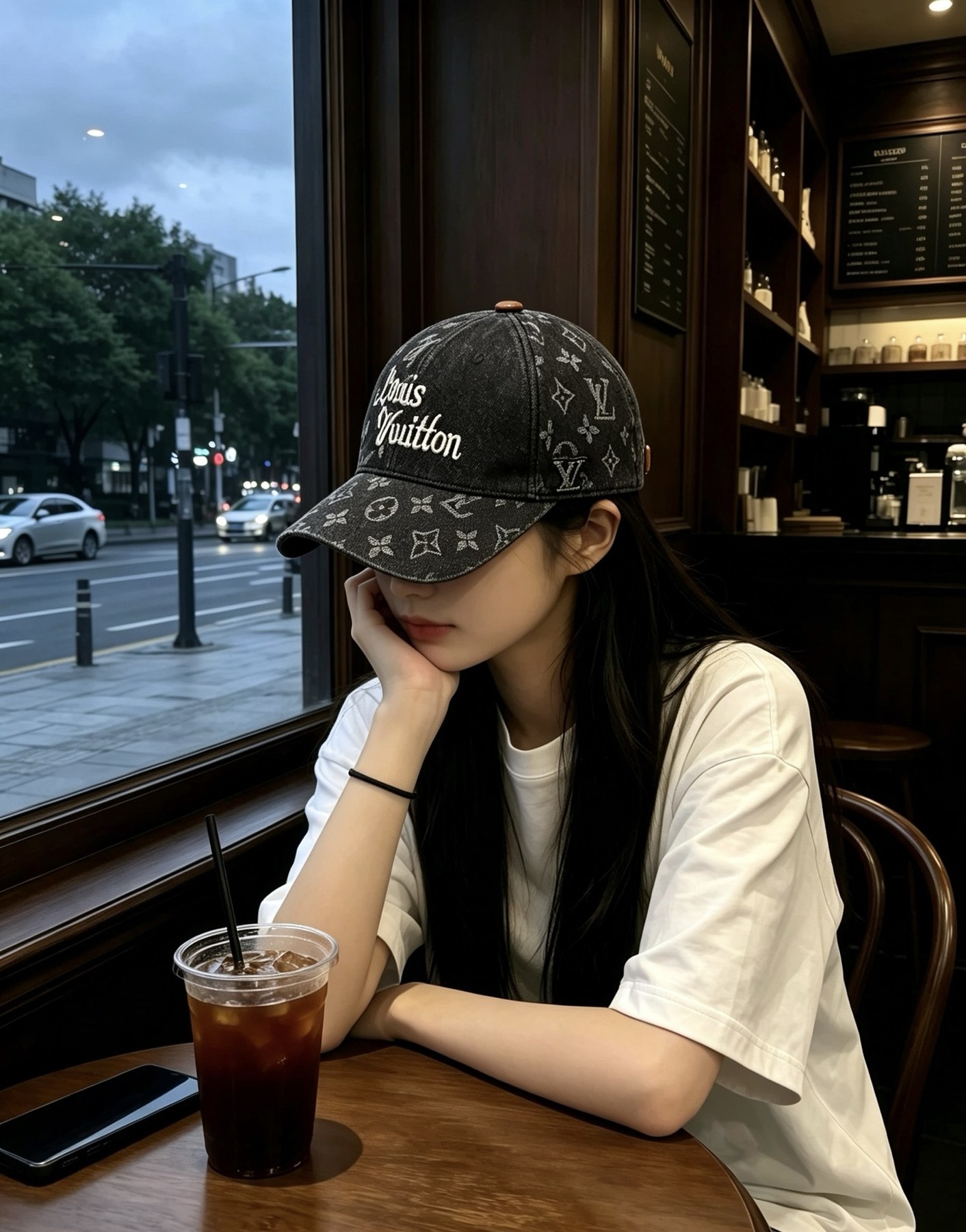 루이 비통 모노그램 데님 자수 로고 베이스볼 캡