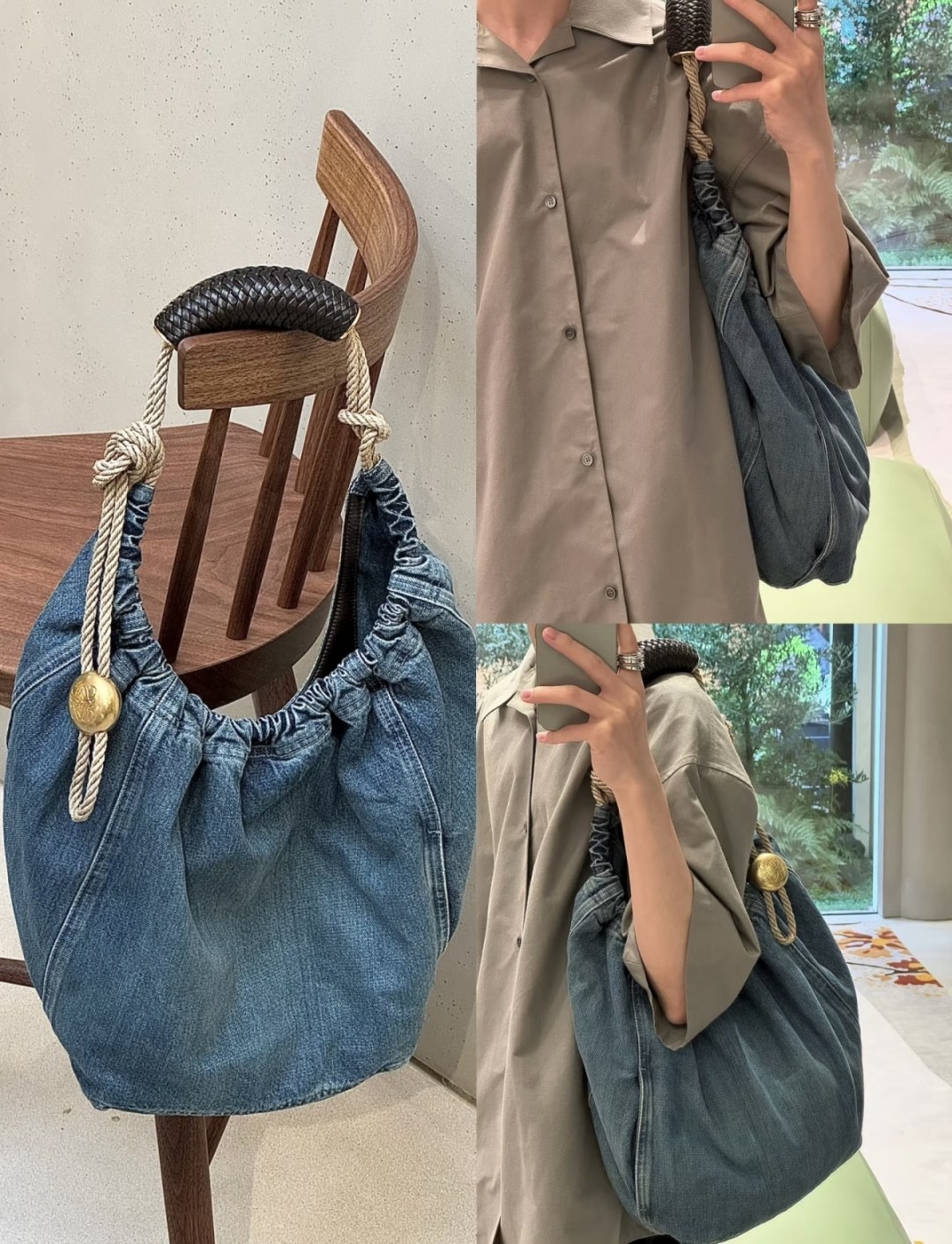로에베 플라멩코 퍼스 데님 숄더백